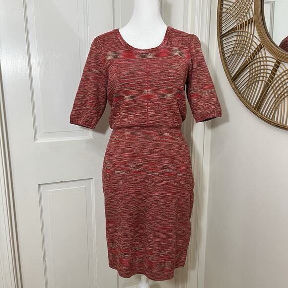 Phoebe Couture M Knit Pink Multi Stretch Knit Dress Career Office Classic - Picture 1 of 5